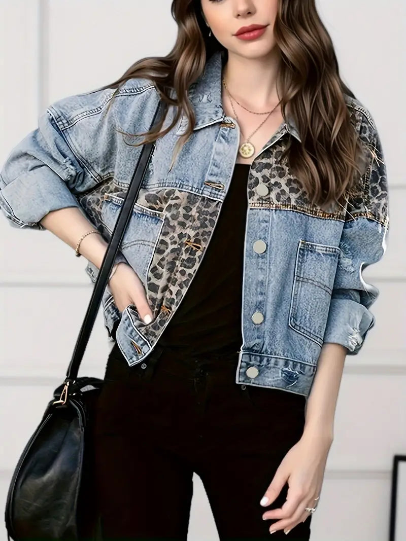 Leopard Print Denim Jacket | Jennifer