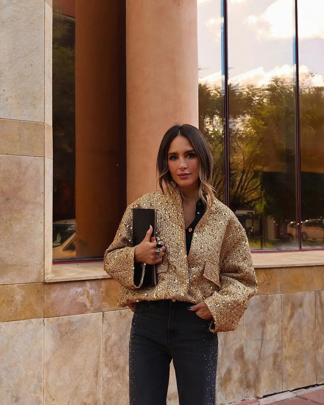 A golden statement jacket that completes any look | Aurelia