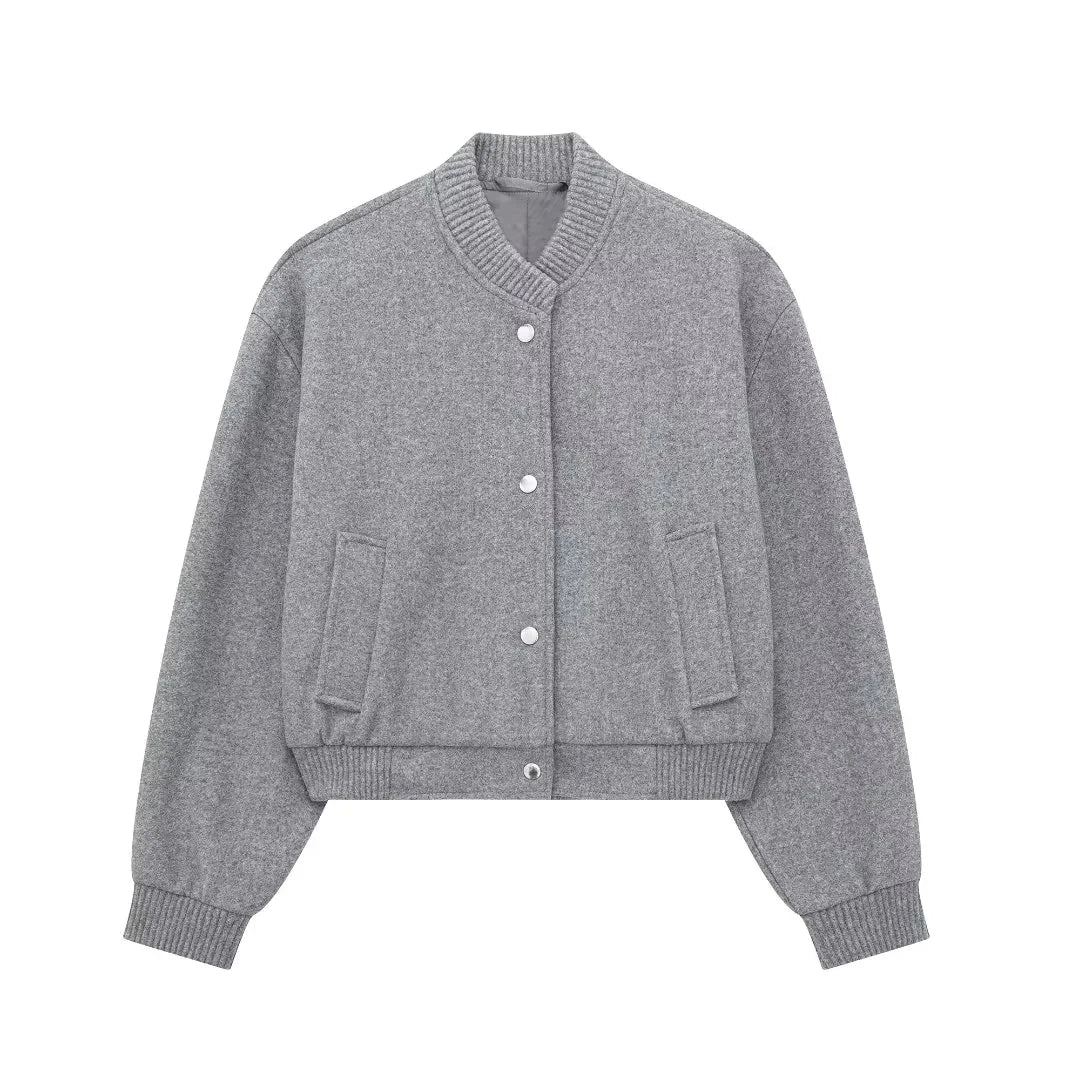Chic Bomber Jacket with Buttons | Serena