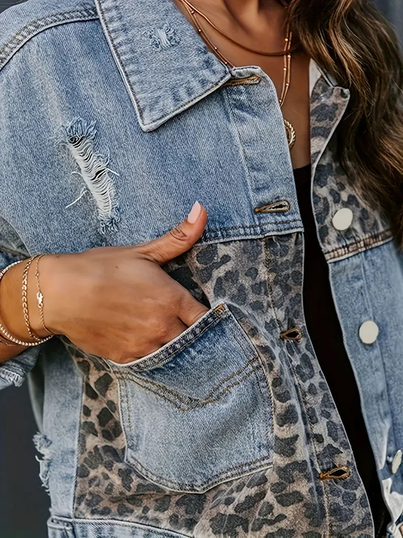 Leopard Print Denim Jacket | Jennifer