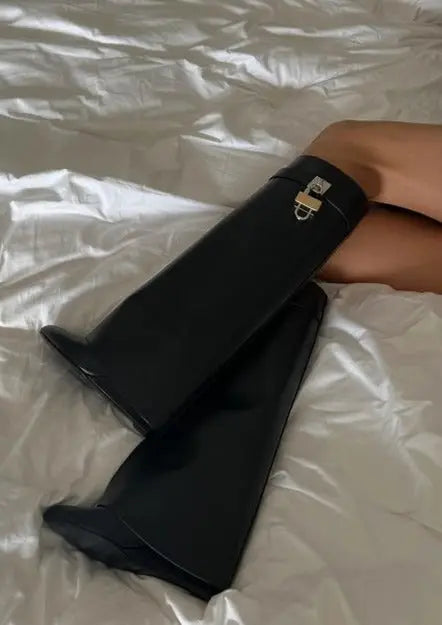 Elegant Leather Boots with Hidden Heel | Amara
