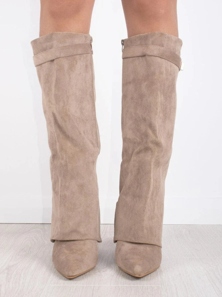 Elegant Black Suede Leather Boots | Quintine