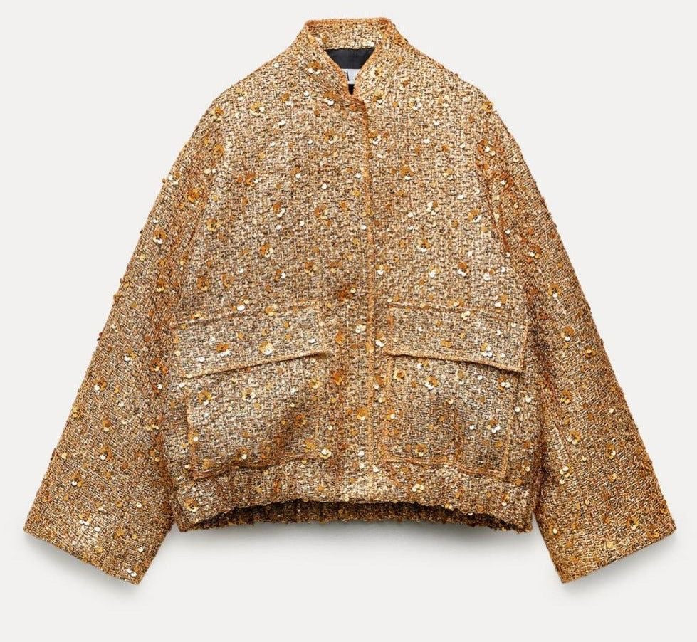 A golden statement jacket that completes any look | Aurelia