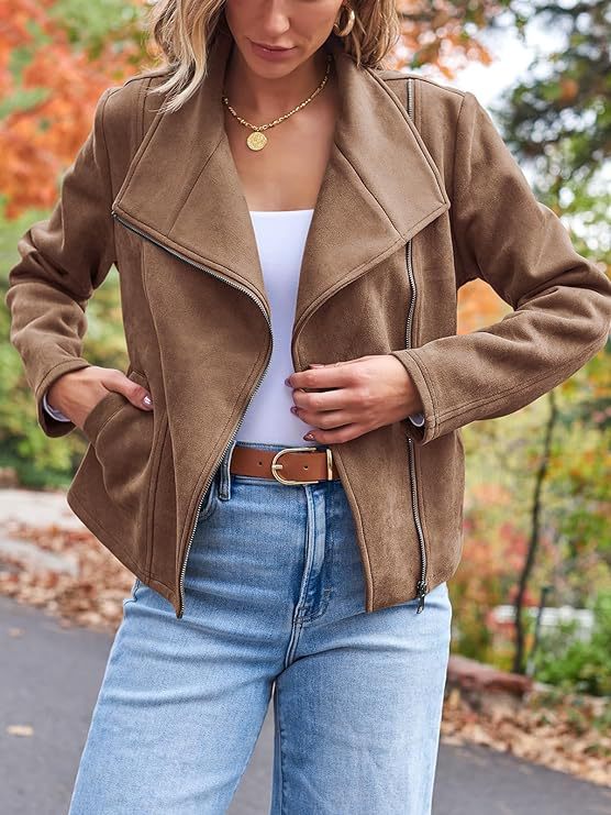 Suede Biker Jacket Stylish Look | Lara