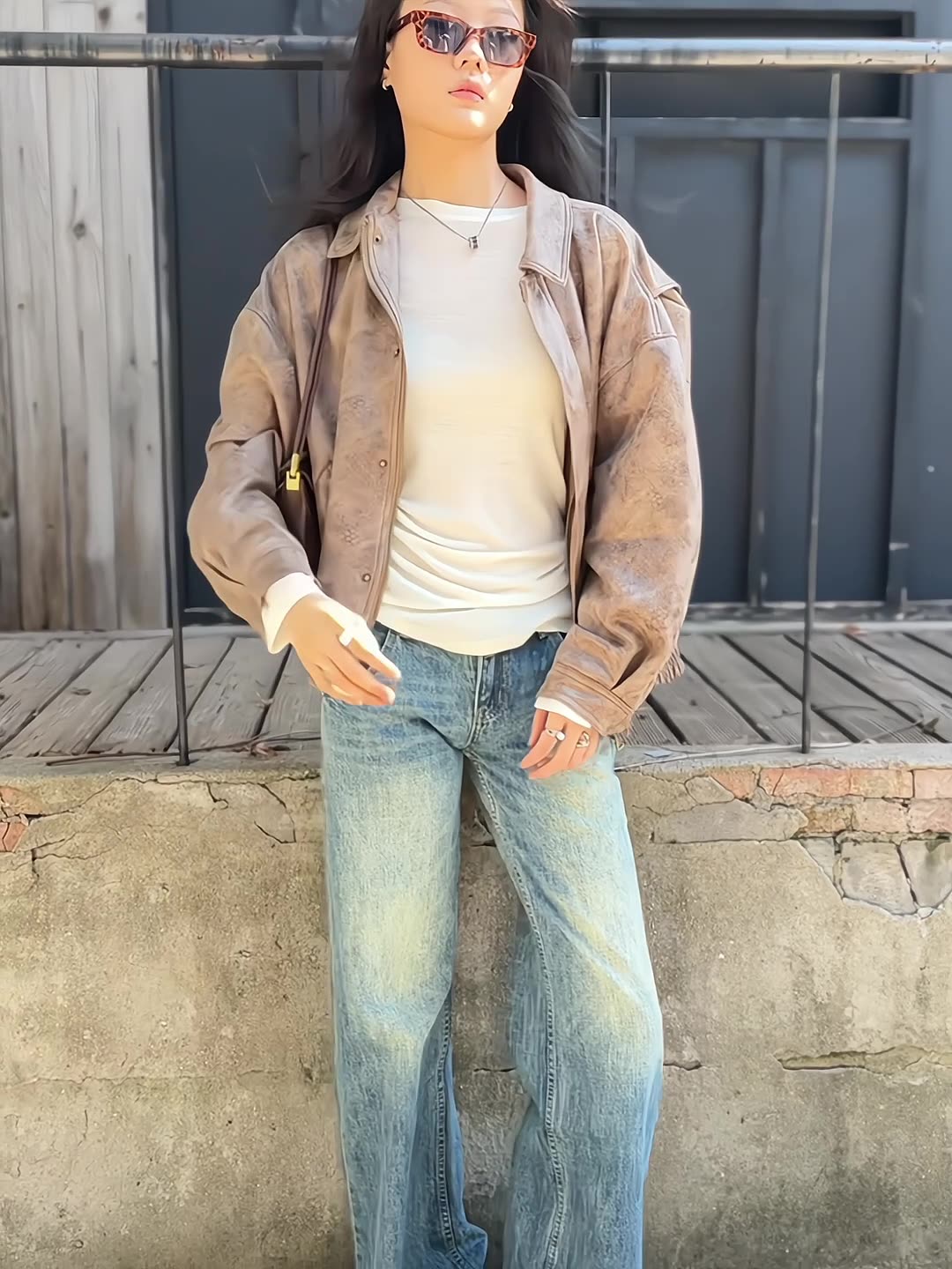 Oversized Suede Bomber Jacket | Mila