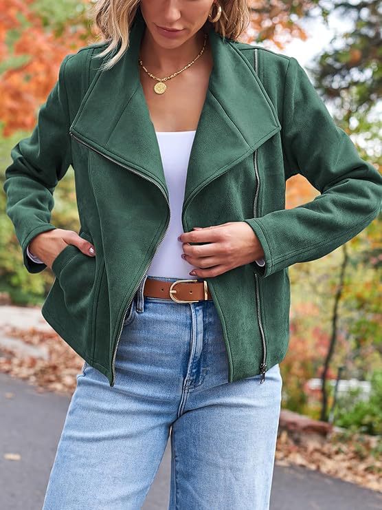 Suede Biker Jacket Stylish Look | Lara