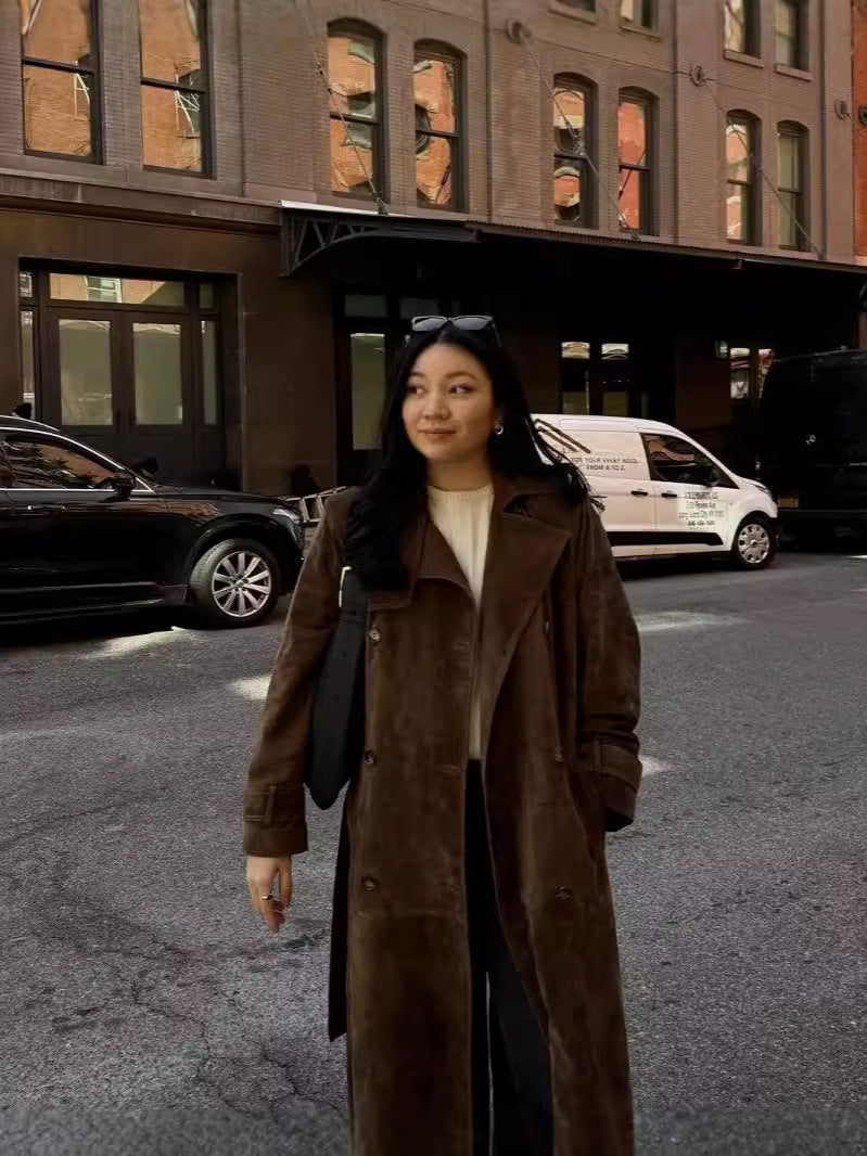 Stylish Suede Long Coat | Camilla