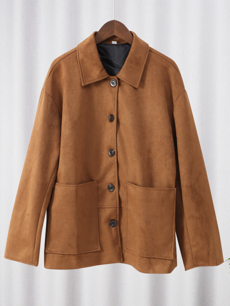 Soft Suede Jacket in Brown | Elena