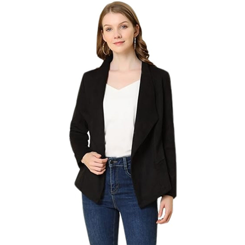 Suede Jacket with Open Collar | Tina