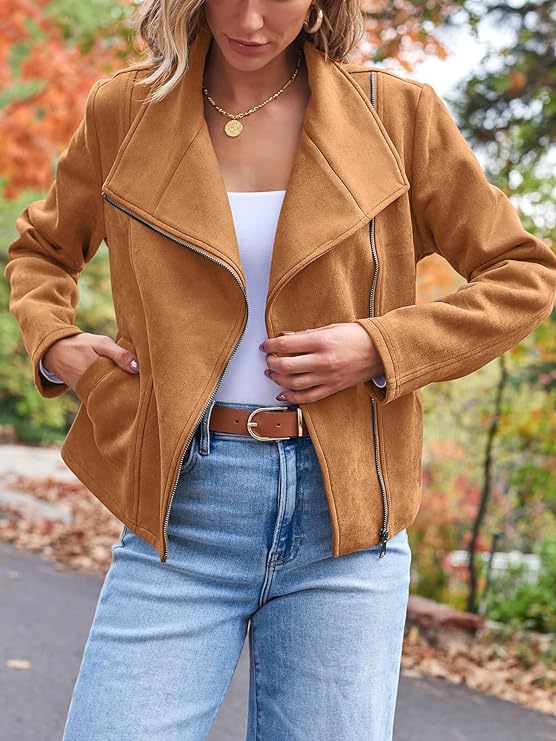 Suede Biker Jacket Stylish Look | Lara