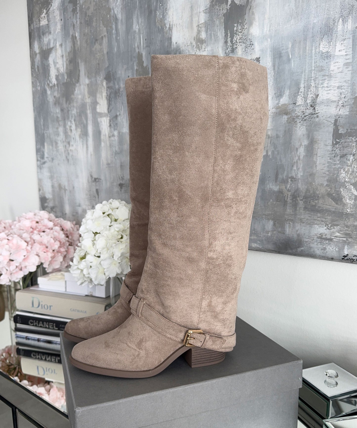 Stylish Beige Knee-High Boots | Lexa