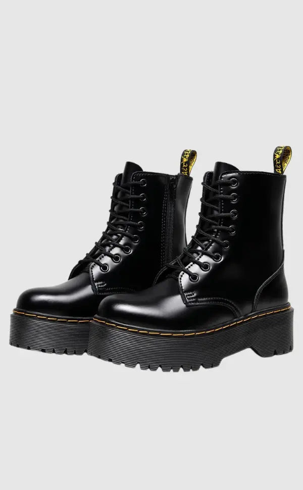 Stylish Leather Platform Boots with Chunky Sole | Martha