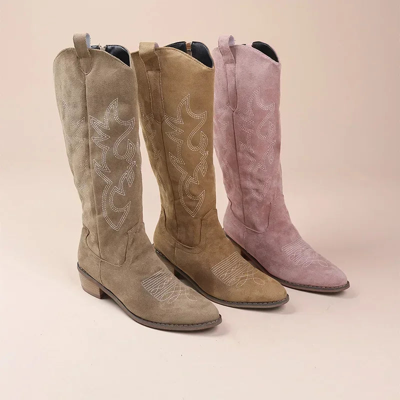 Stylish Women's Cowboy Boots in Suede | Rafaela