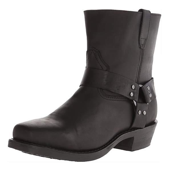 Mid-Cut Leather Biker Boots with Harness Detail | Helene
