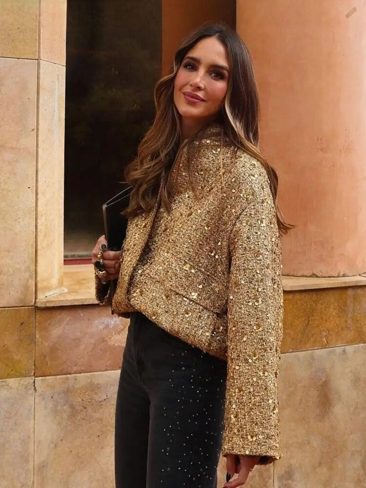 A golden statement jacket that completes any look | Aurelia