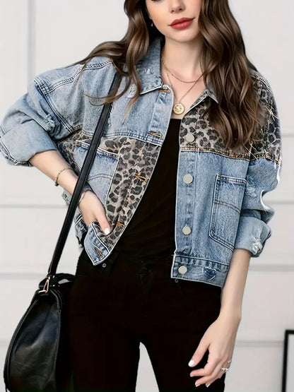 Leopard Print Denim Jacket | Jennifer