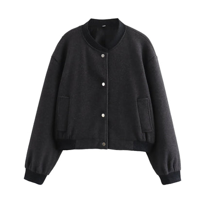 Chic Bomber Jacket with Buttons | Serena