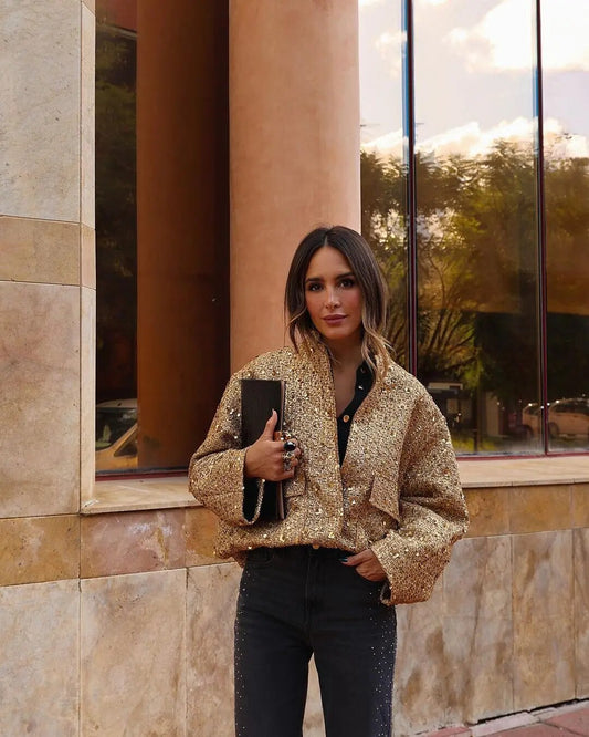 A golden statement jacket that completes any look | Aurelia