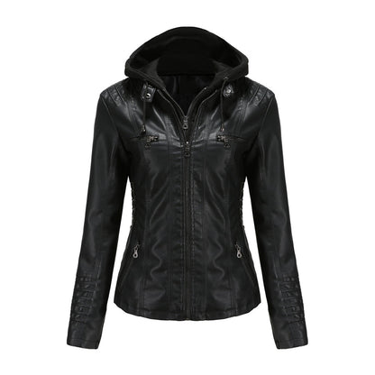 Stylish Leather Jacket with Hood | Ruby