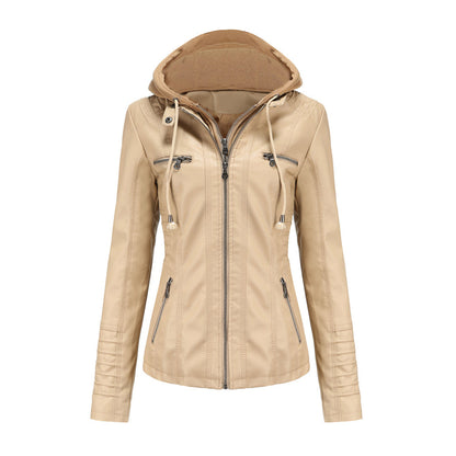 Stylish Leather Jacket with Hood | Ruby