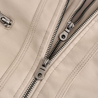 Stylish Leather Jacket with Hood | Ruby