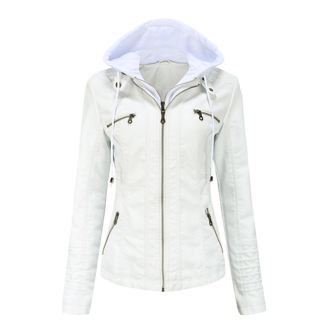Stylish Leather Jacket with Hood | Ruby