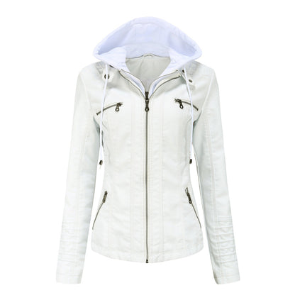 Stylish Leather Jacket with Hood | Ruby