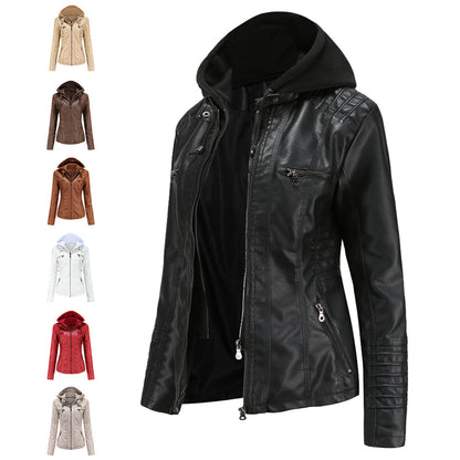 Stylish Leather Jacket with Hood | Ruby