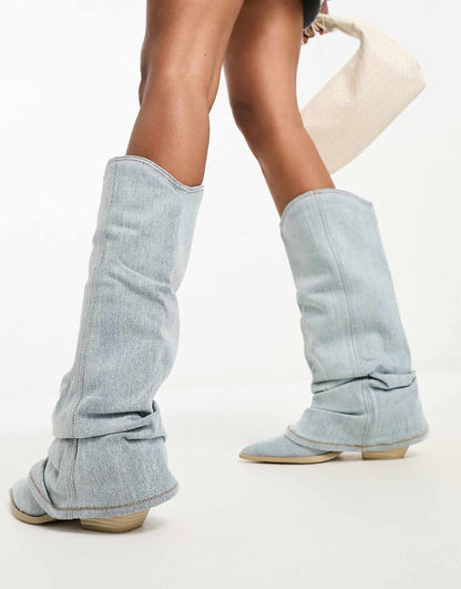 Casual Light Blue Denim Boots | Danica