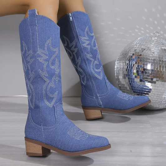Denim Cowboy Boots for Women | Ivanna