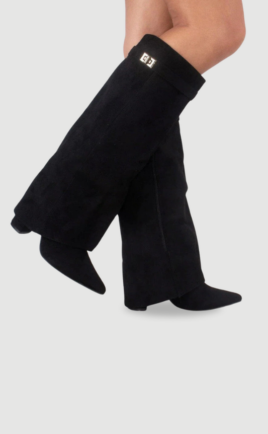 Elegant Black Suede Leather Boots | Quintine