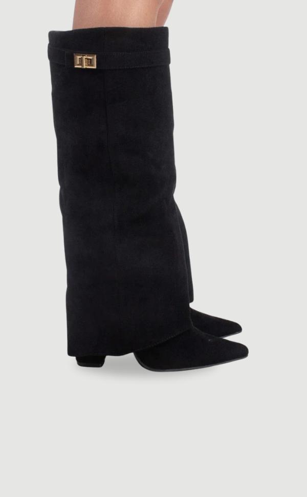 Elegant Black Suede Leather Boots | Quintine