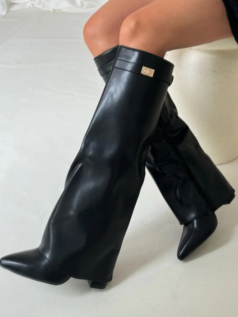 Elegant Black Suede Leather Boots | Quintine
