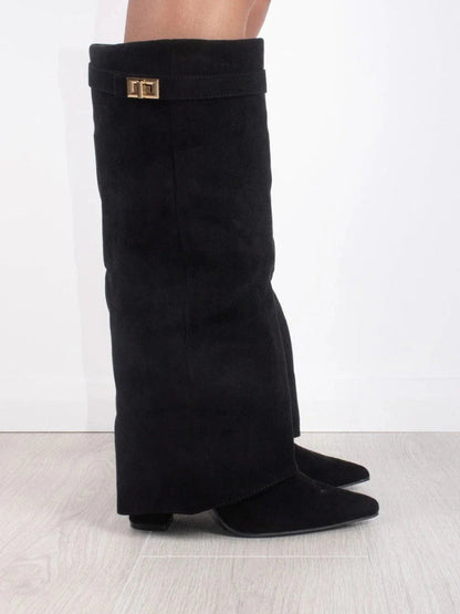 Elegant Black Suede Leather Boots | Quintine
