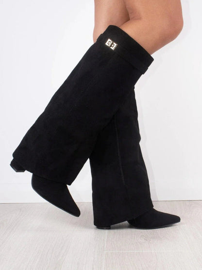 Elegant Black Suede Leather Boots | Quintine