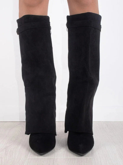 Elegant Black Suede Leather Boots | Quintine