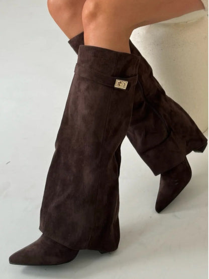 Elegant Black Suede Leather Boots | Quintine