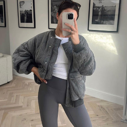 Padded bomber jacket that combines warmth and style | Elara