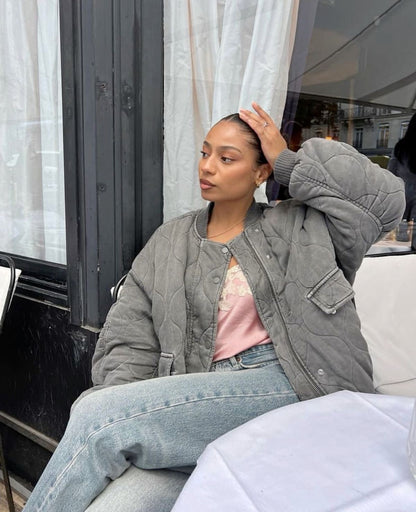 Padded bomber jacket that combines warmth and style | Elara