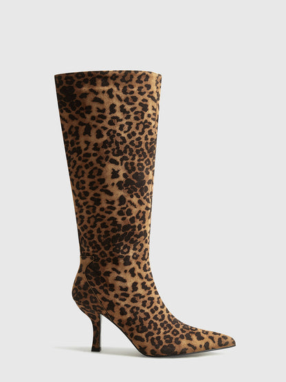 Leopard Print Knee High Boots | Zaria