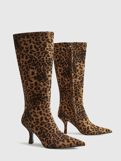 Leopard Print Knee High Boots | Zaria
