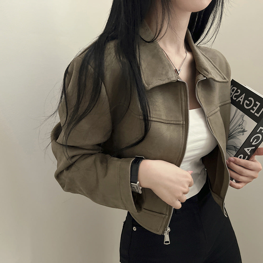 Short Suede Jacket with Zip | Amira