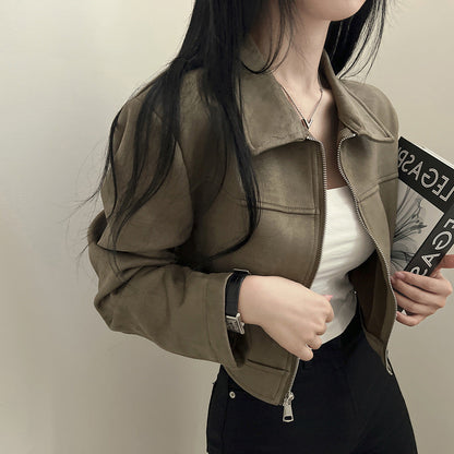 Short Suede Jacket with Zip | Amira