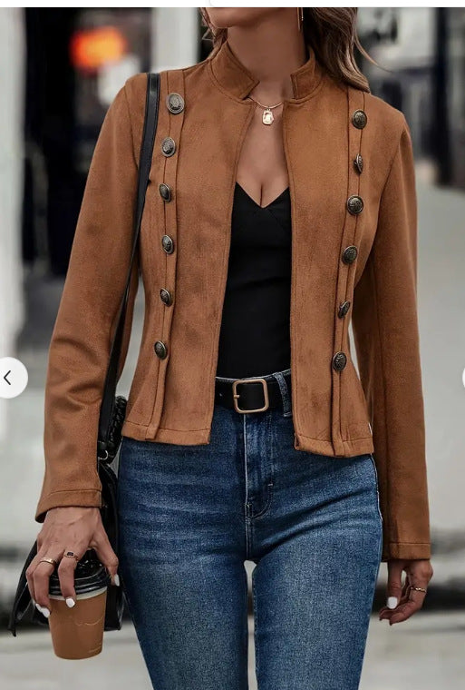 Suede Jacket with Double Buttons | Valérie