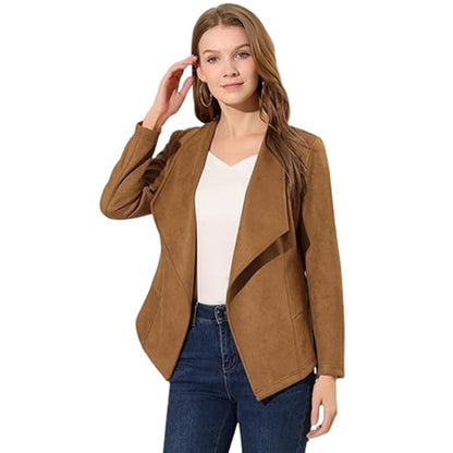 Suede Jacket with Open Collar | Tina