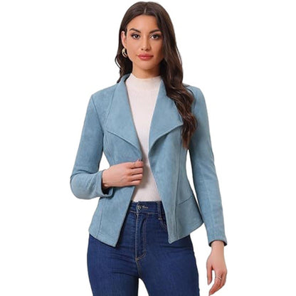 Suede Jacket with Open Collar | Tina