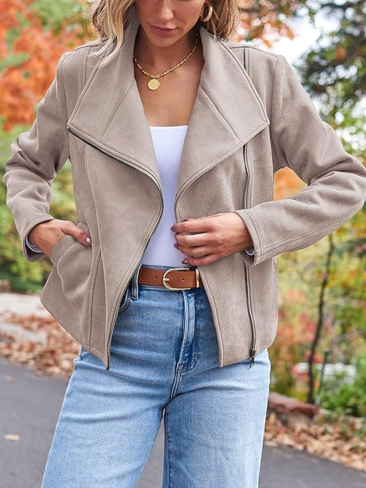 Suede Biker Jacket Stylish Look | Lara