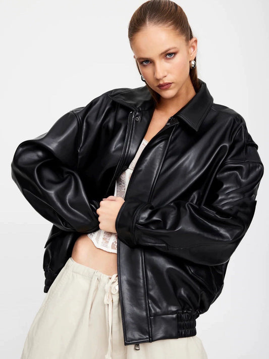 Oversized Suede Bomber Jacket | Mila