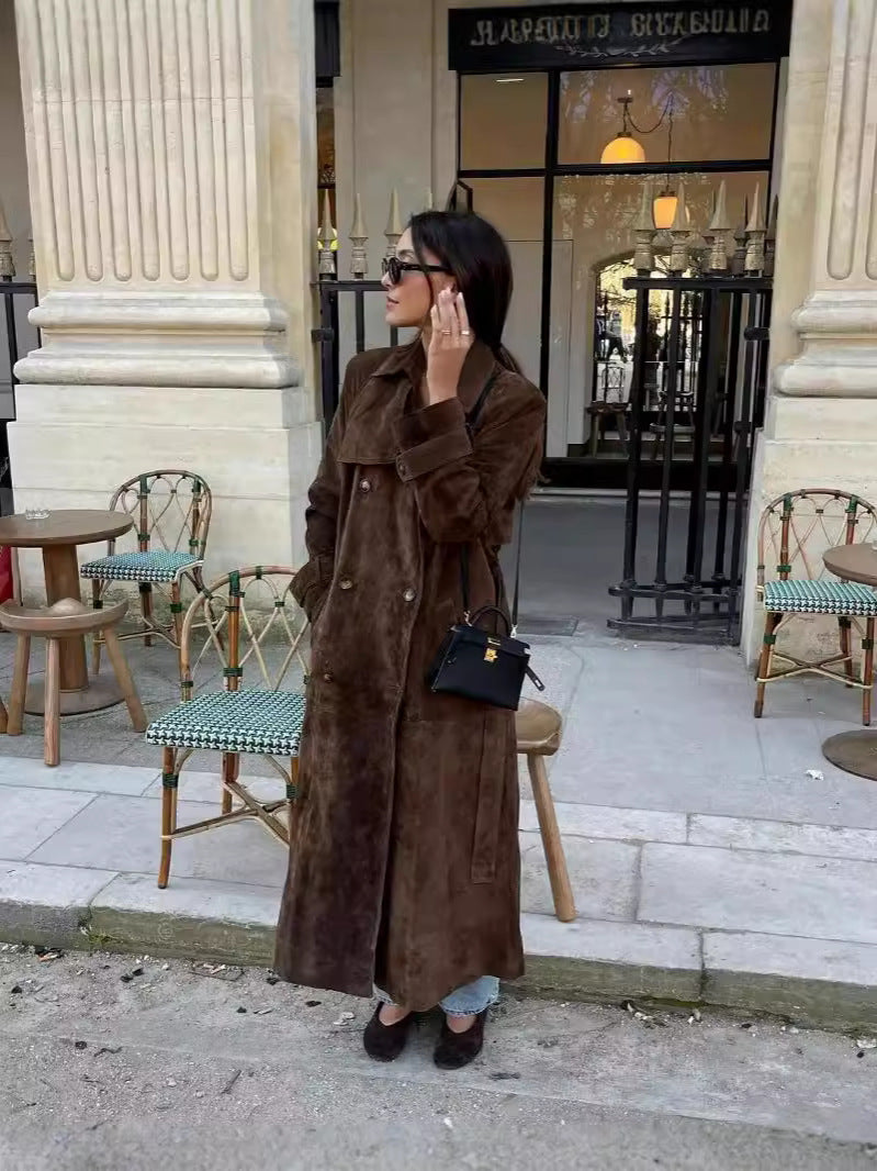 Stylish Suede Long Coat | Camilla