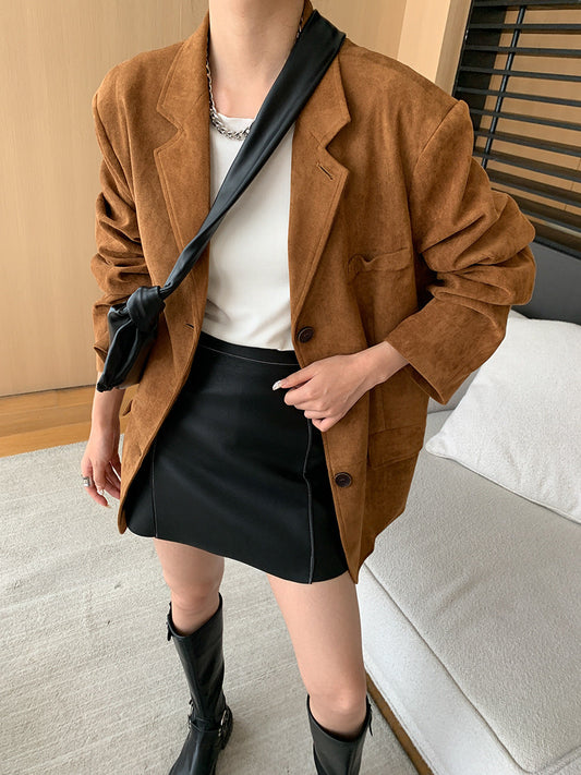 Suede Blazer with Relaxed Fit | Marianne
